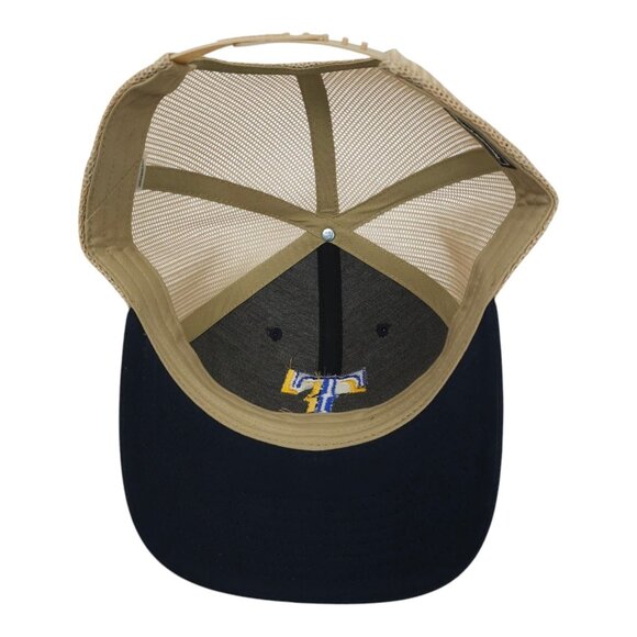 Richardson Blue Gold Embroidered T Logo Mesh Snapback Cap Trucker Baseball Hat - Picture 5 of 13